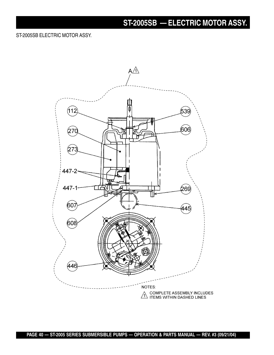 St-2005sb — electric motor assy | Multiquip ST2005 User Manual | Page 40 / 44