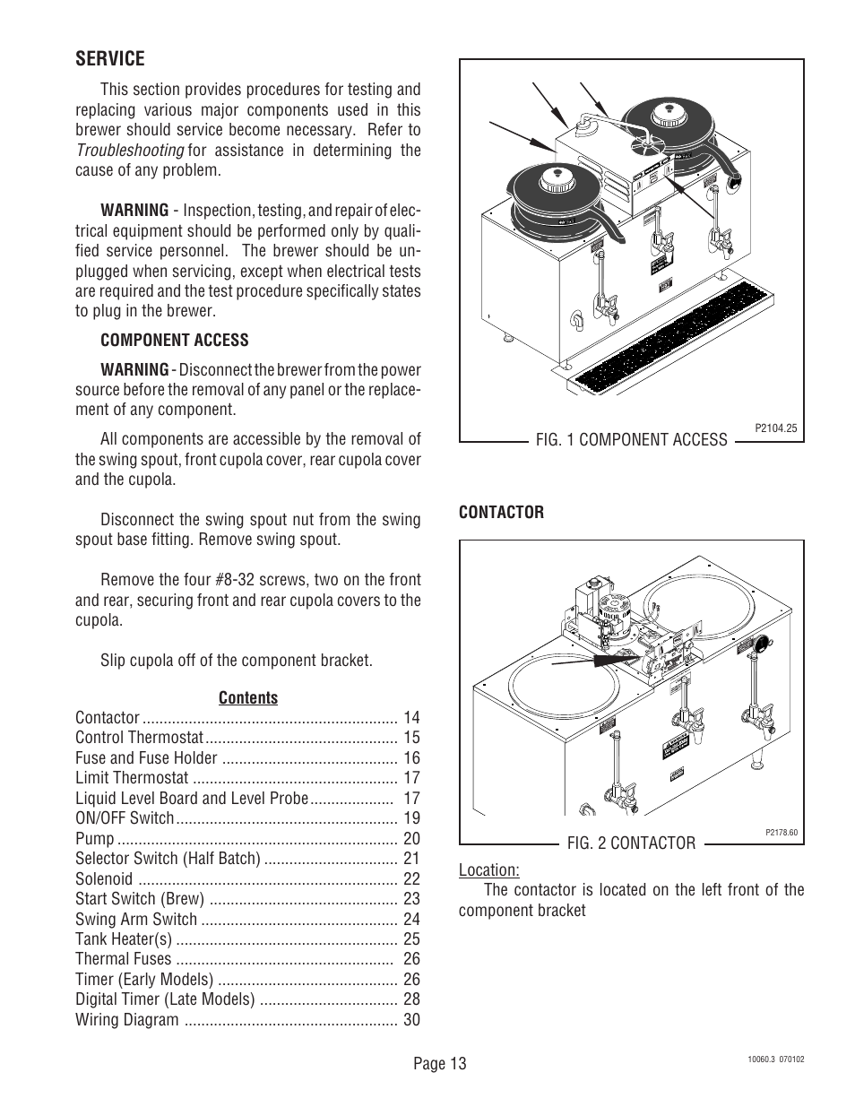 Service | Bunn U3A User Manual | Page 13 / 30