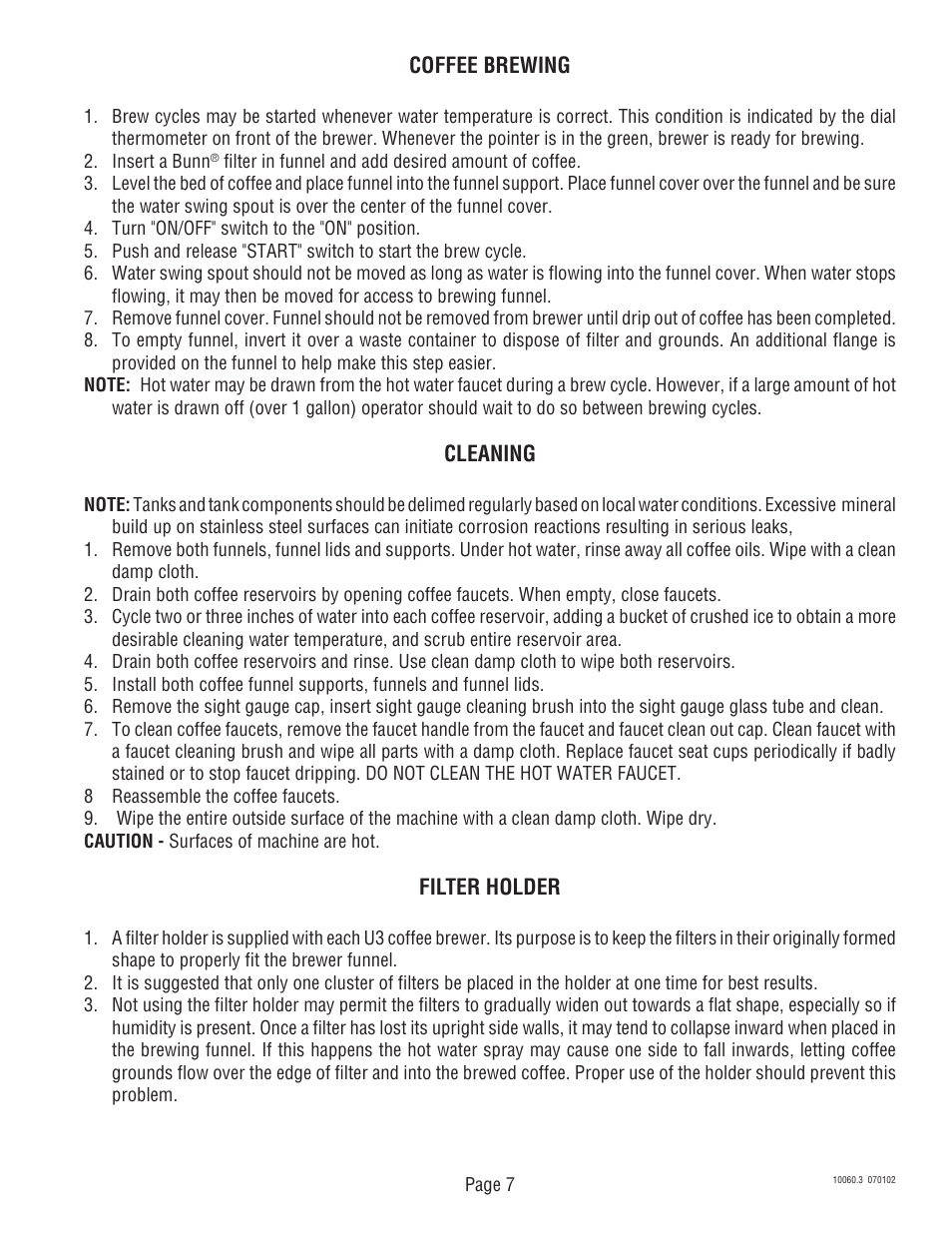 Bunn U3A User Manual | Page 7 / 30