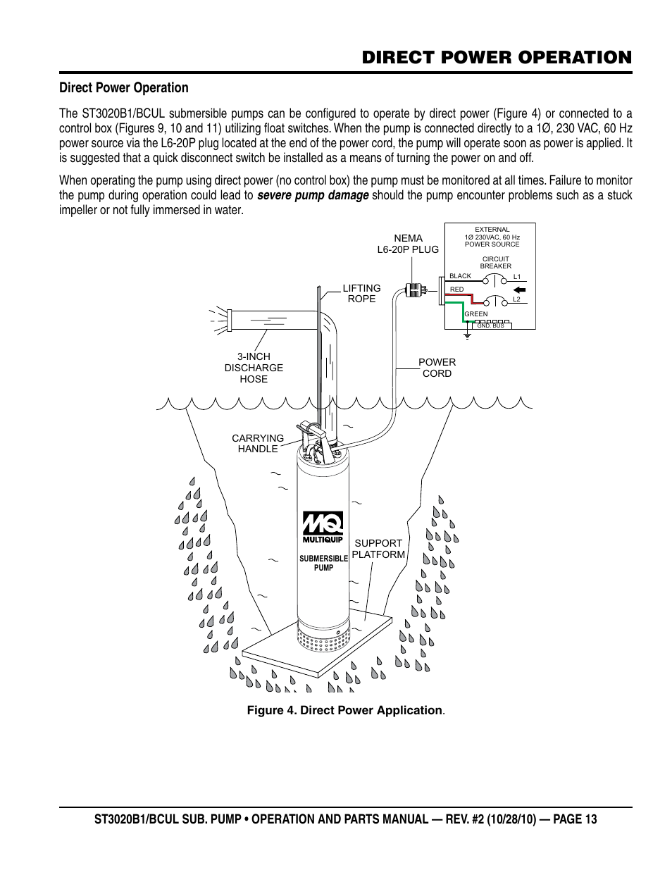 Direct power operation | Multiquip ST3020BCUL User Manual | Page 13 / 38