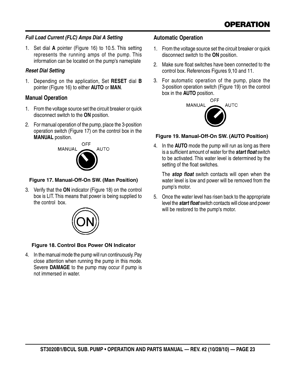 Operation | Multiquip ST3020BCUL User Manual | Page 23 / 38