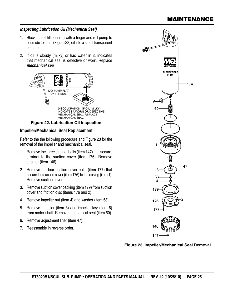 Maintenance | Multiquip ST3020BCUL User Manual | Page 25 / 38
