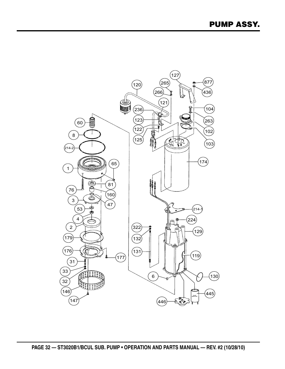 Pump assy | Multiquip ST3020BCUL User Manual | Page 32 / 38