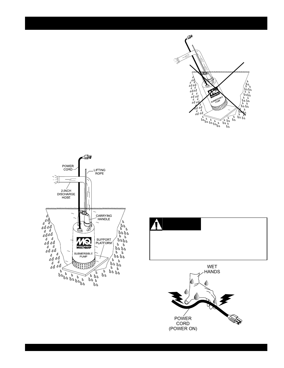 St-1500 series sub. pump, Operation, Danger | Multiquip ST1500 User Manual | Page 15 / 38