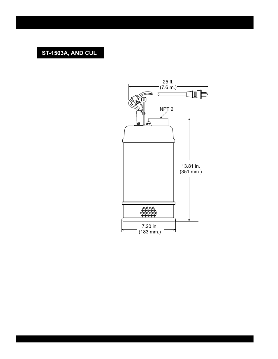 St-1500 series sub. pump, Dimensions | Multiquip ST1500 User Manual | Page 8 / 38