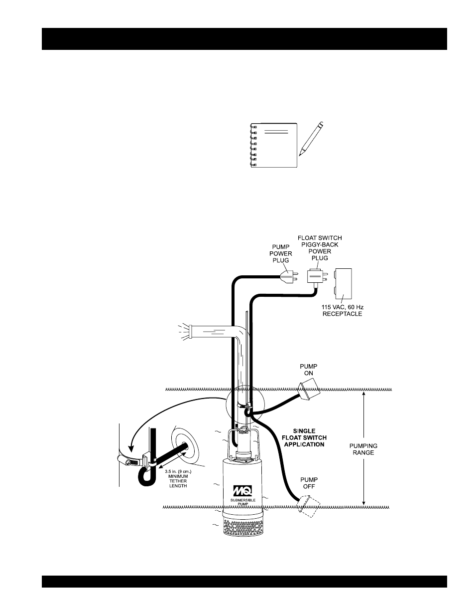 S-500 series sub. pump, Float switch (piggy-back) | Multiquip S500 User Manual | Page 13 / 36