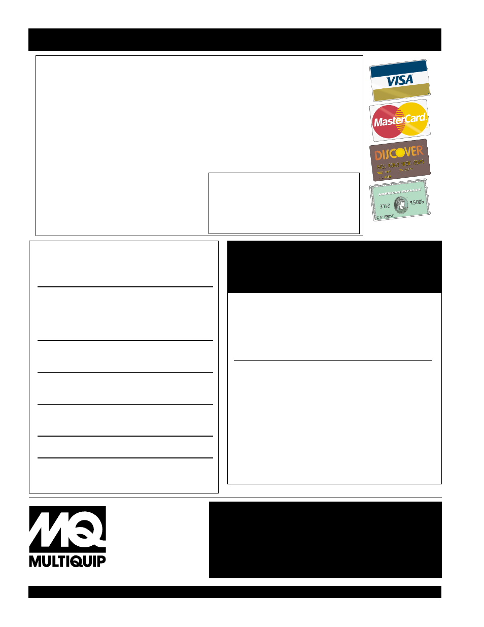 S-500 series sub. pump — parts ordering procedures, Direct toll-free access to our parts department, Here’s how to get help | Extra discounts | Multiquip S500 User Manual | Page 4 / 36