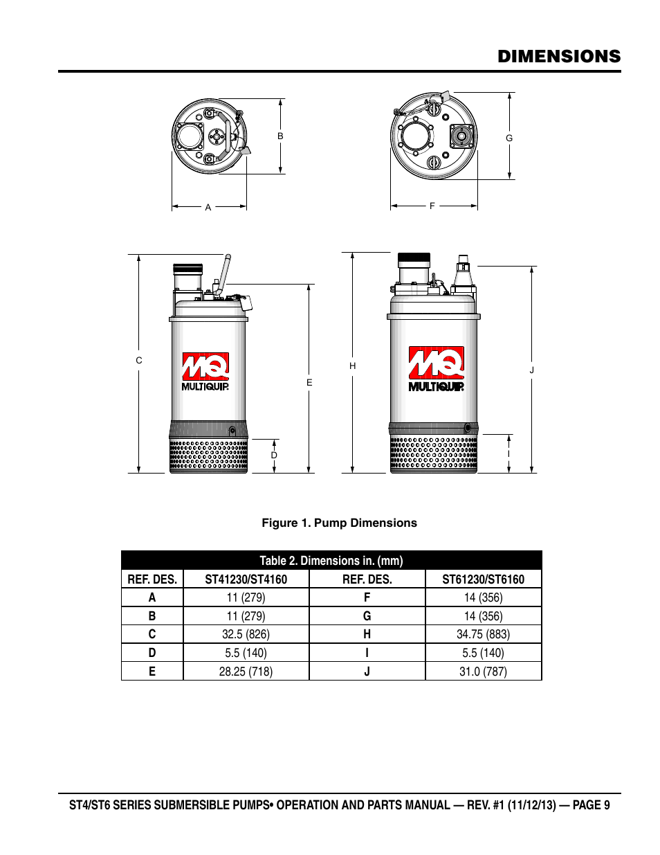 Dimensions | Multiquip ST41460 User Manual | Page 9 / 40