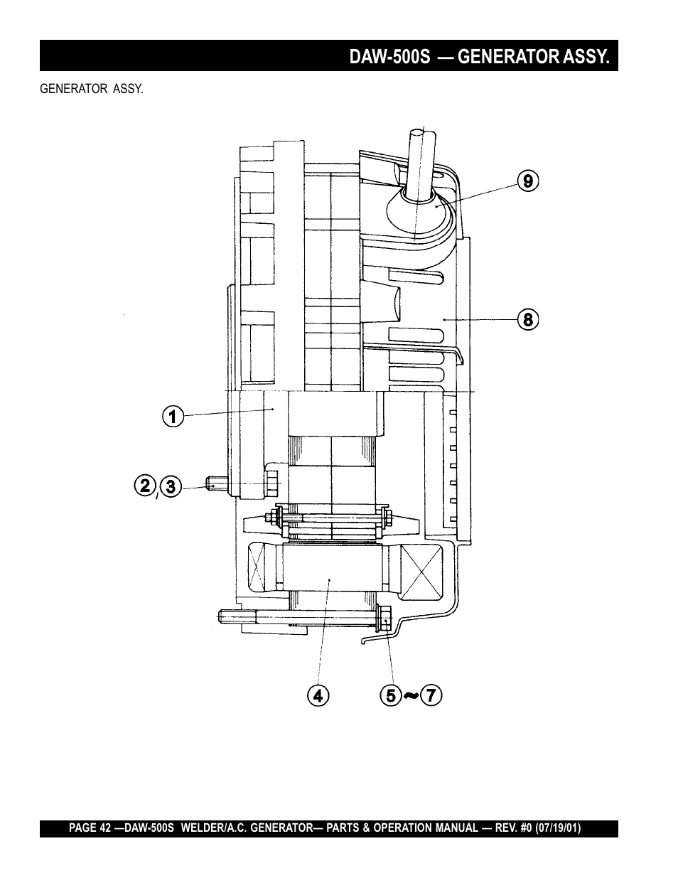 Daw-500s — generator assy | Multiquip DAW500S User Manual | Page 42 / 142