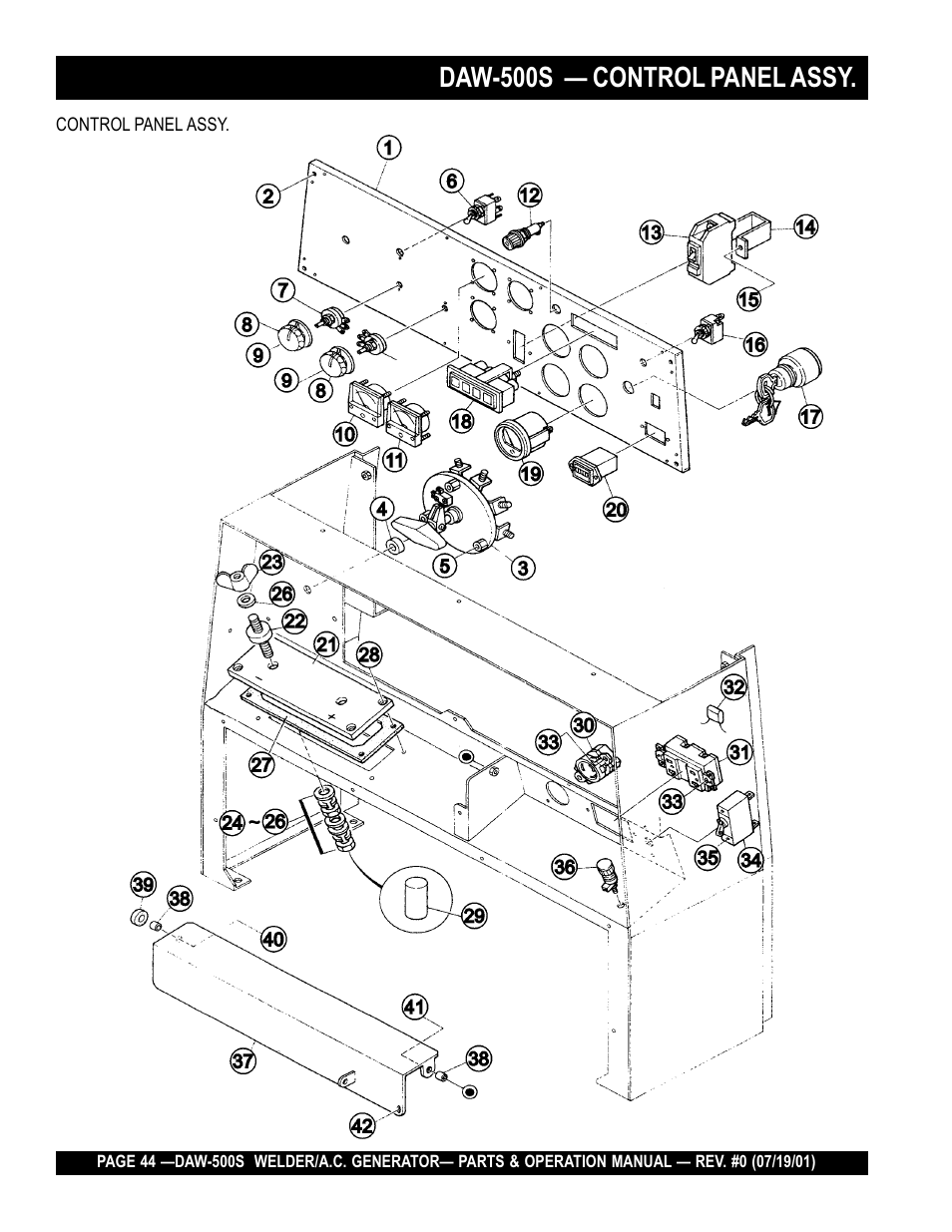 Daw-500s — control panel assy | Multiquip DAW500S User Manual | Page 44 / 142