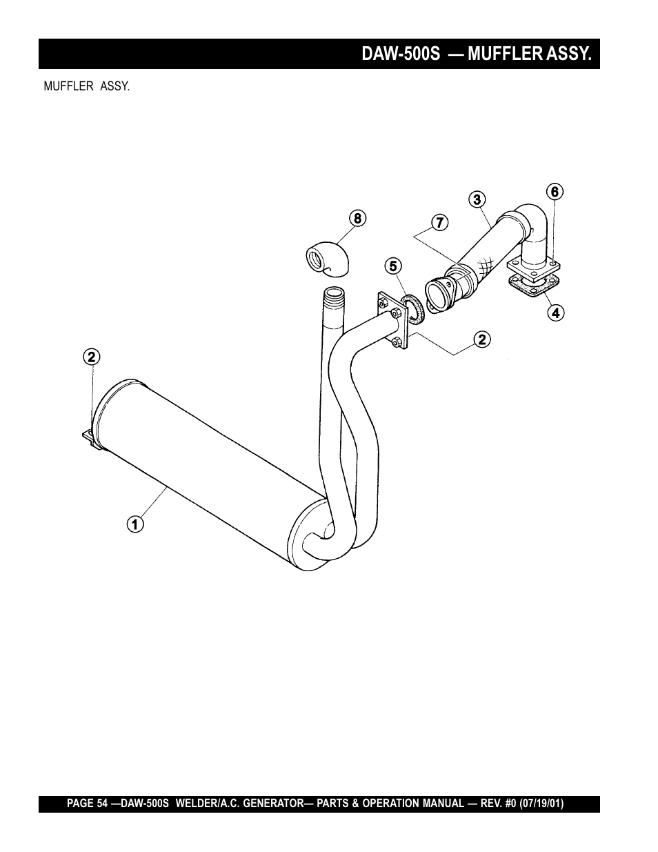Daw-500s — muffler assy | Multiquip DAW500S User Manual | Page 54 / 142