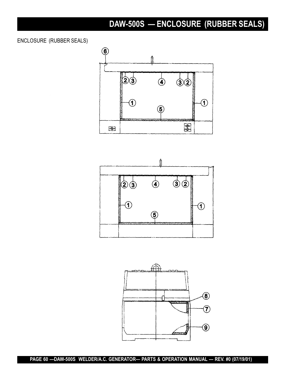 Daw-500s — enclosure (rubber seals) | Multiquip DAW500S User Manual | Page 60 / 142