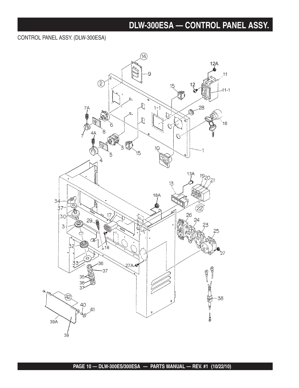 Dlw-300esa — control panel assy | Multiquip DLW300ES_ESA User Manual | Page 10 / 124