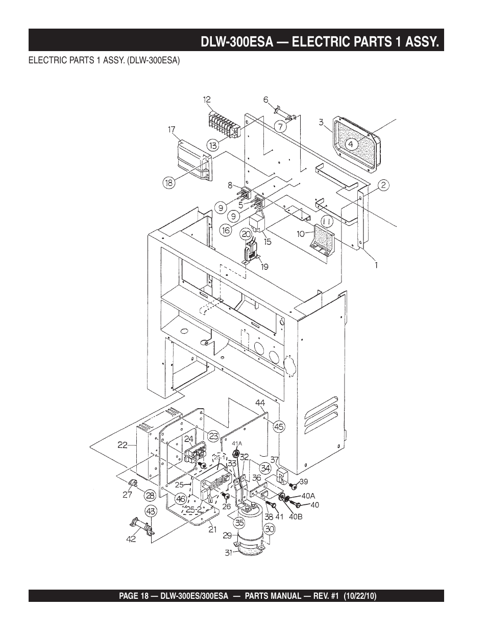 Dlw-300esa — electric parts 1 assy | Multiquip DLW300ES_ESA User Manual | Page 18 / 124