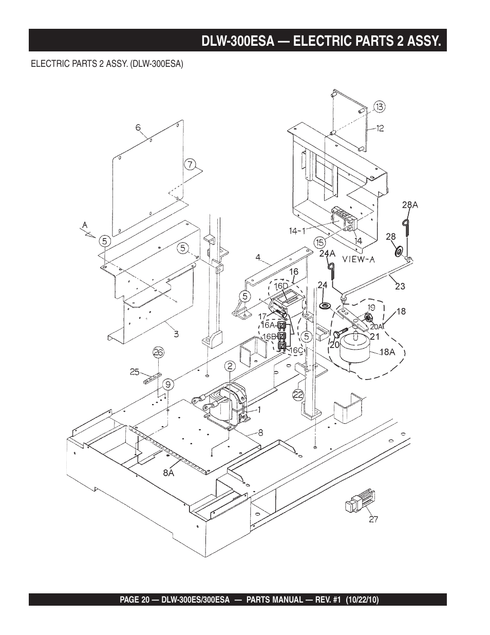 Dlw-300esa — electric parts 2 assy | Multiquip DLW300ES_ESA User Manual | Page 20 / 124