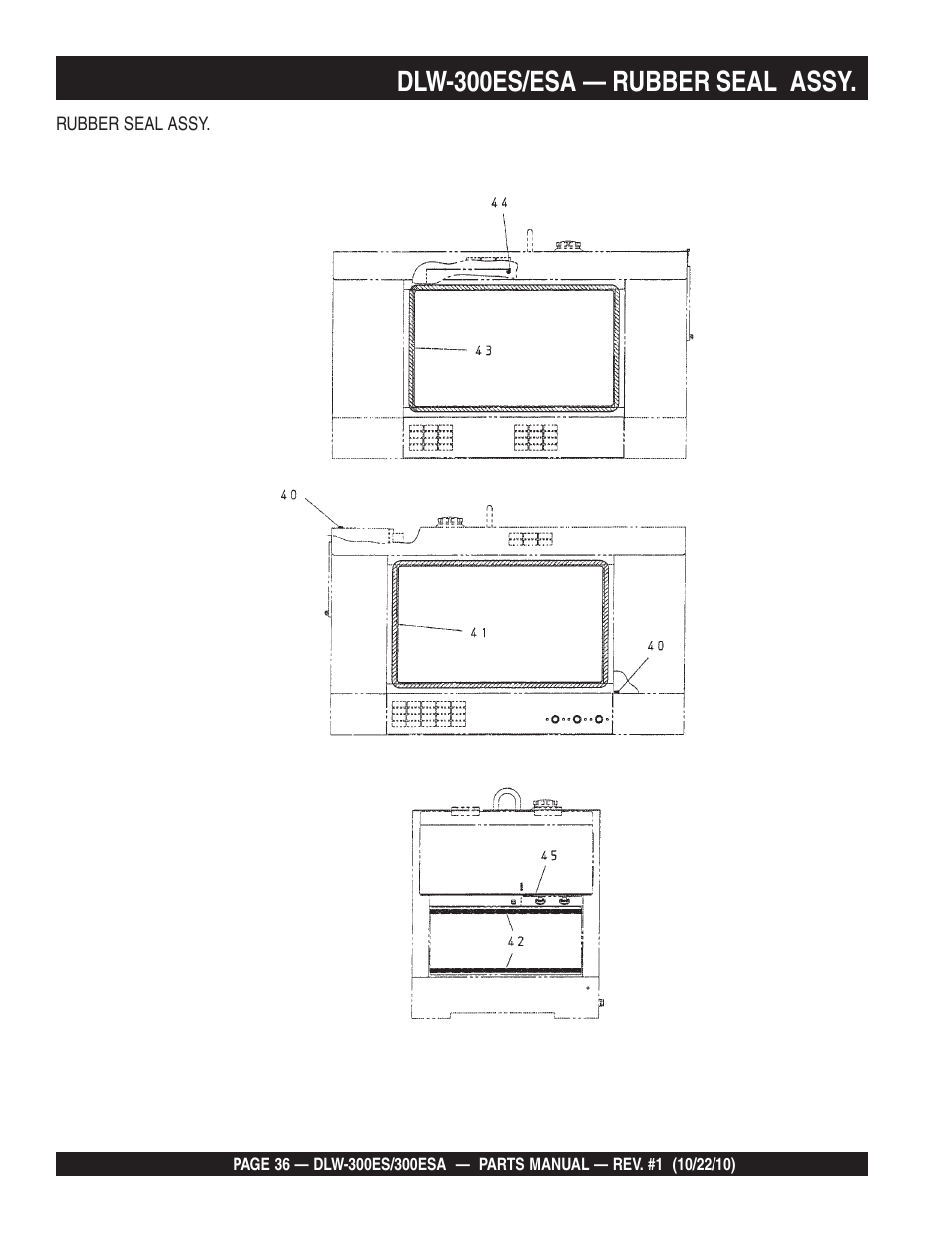 Dlw-300es/esa — rubber seal assy | Multiquip DLW300ES_ESA User Manual | Page 36 / 124