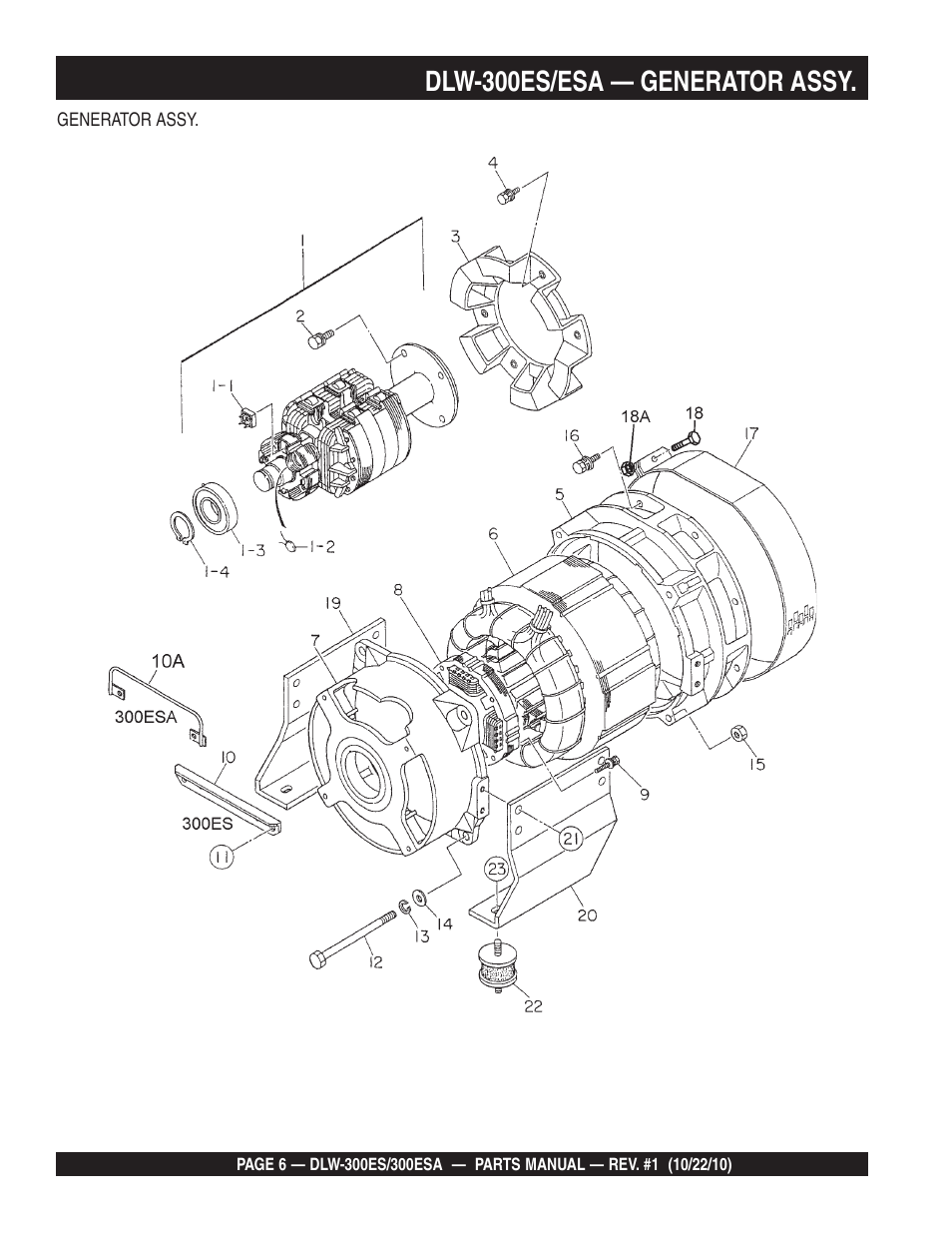 Dlw-300es/esa — generator assy | Multiquip DLW300ES_ESA User Manual | Page 6 / 124