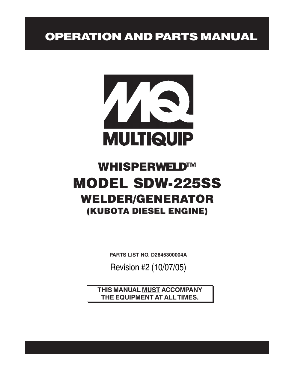Multiquip SDW225SS User Manual | 146 pages