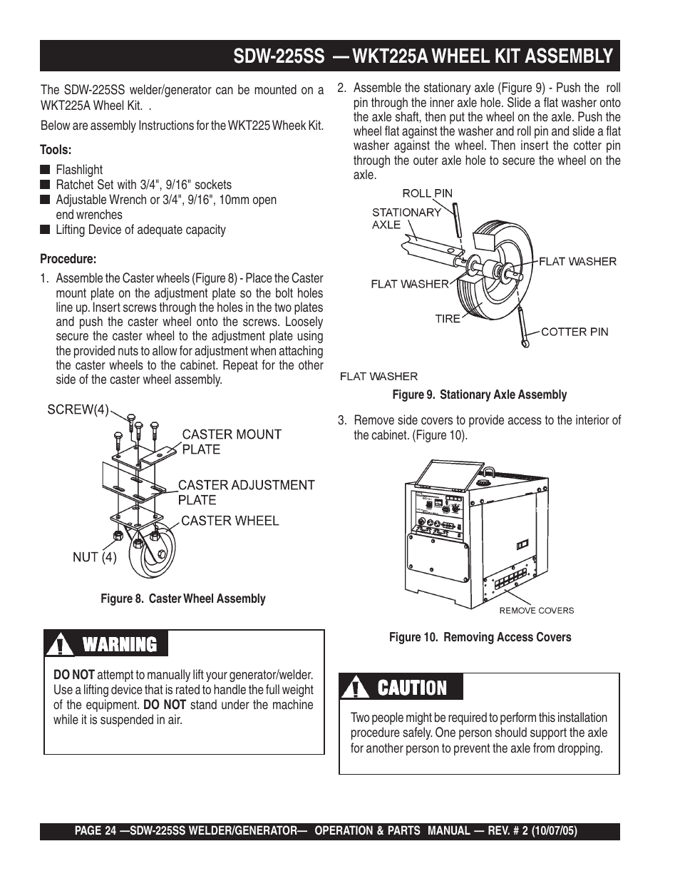 Cauti, Cauti caution, Warning | Multiquip SDW225SS User Manual | Page 24 / 146