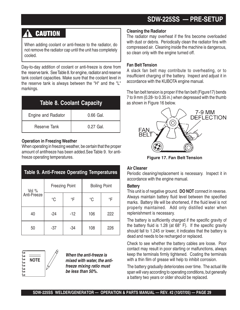 Sdw-225ss — pre-setup, Cauti, Cauti caution | Multiquip SDW225SS User Manual | Page 29 / 146
