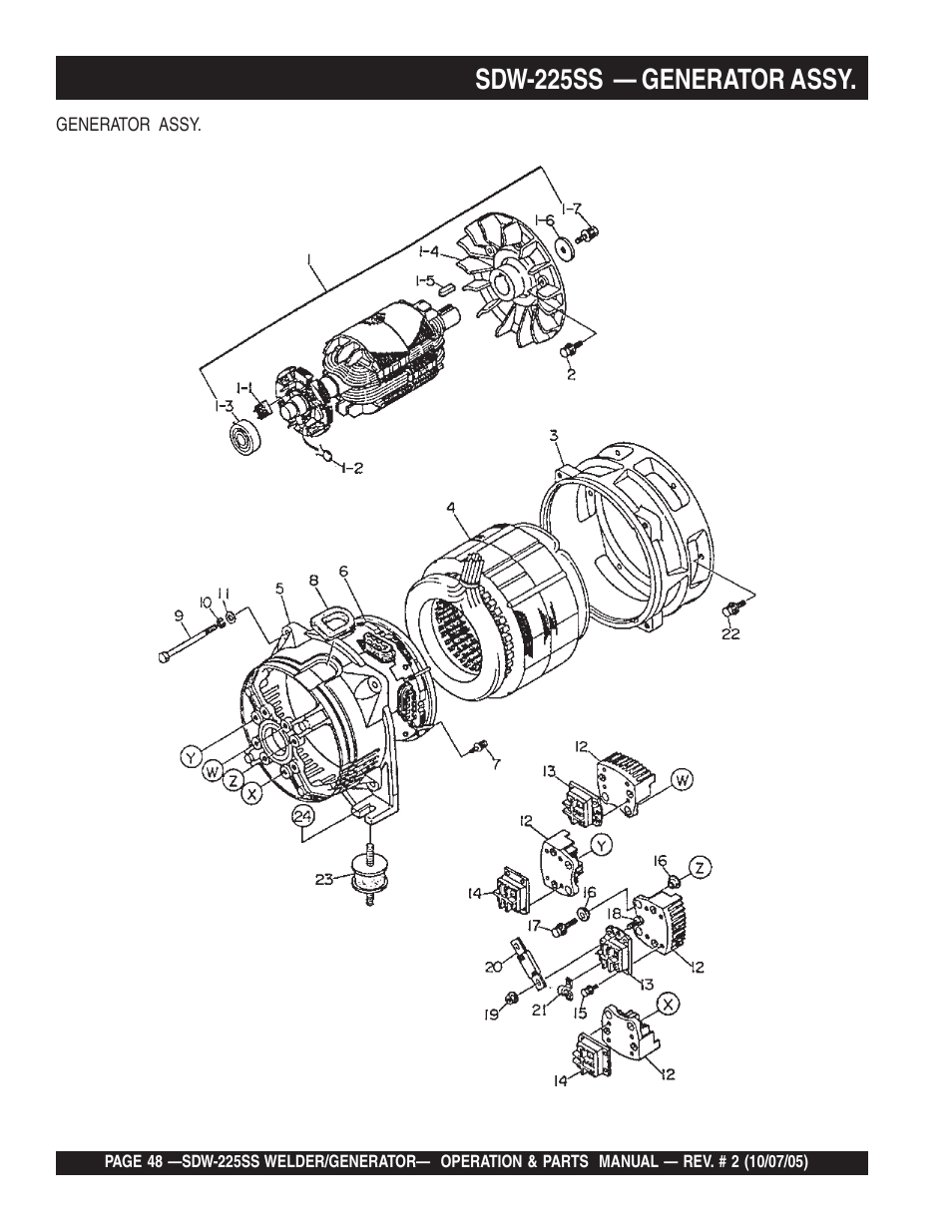 Sdw-225ss — generator assy | Multiquip SDW225SS User Manual | Page 48 / 146