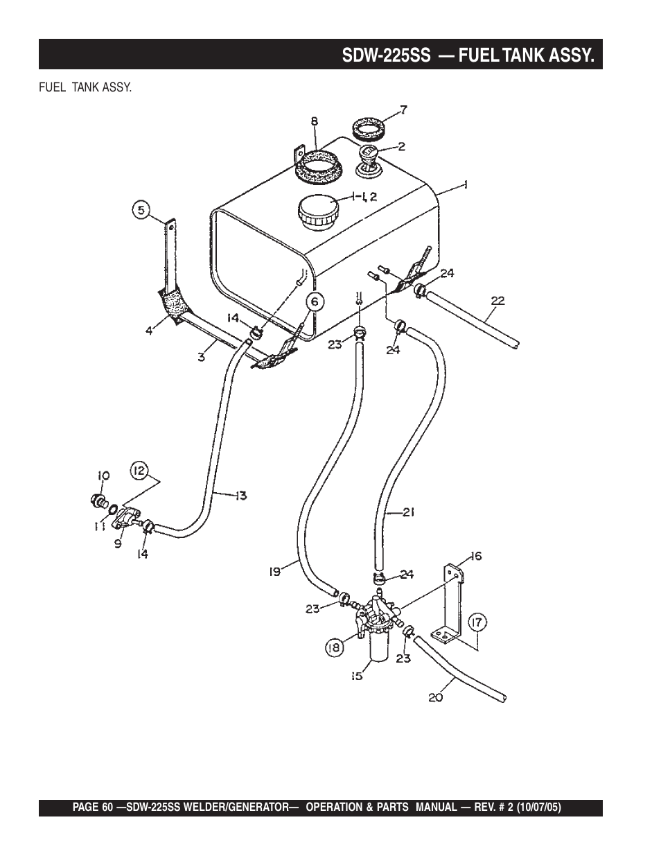 Sdw-225ss — fuel tank assy | Multiquip SDW225SS User Manual | Page 60 / 146