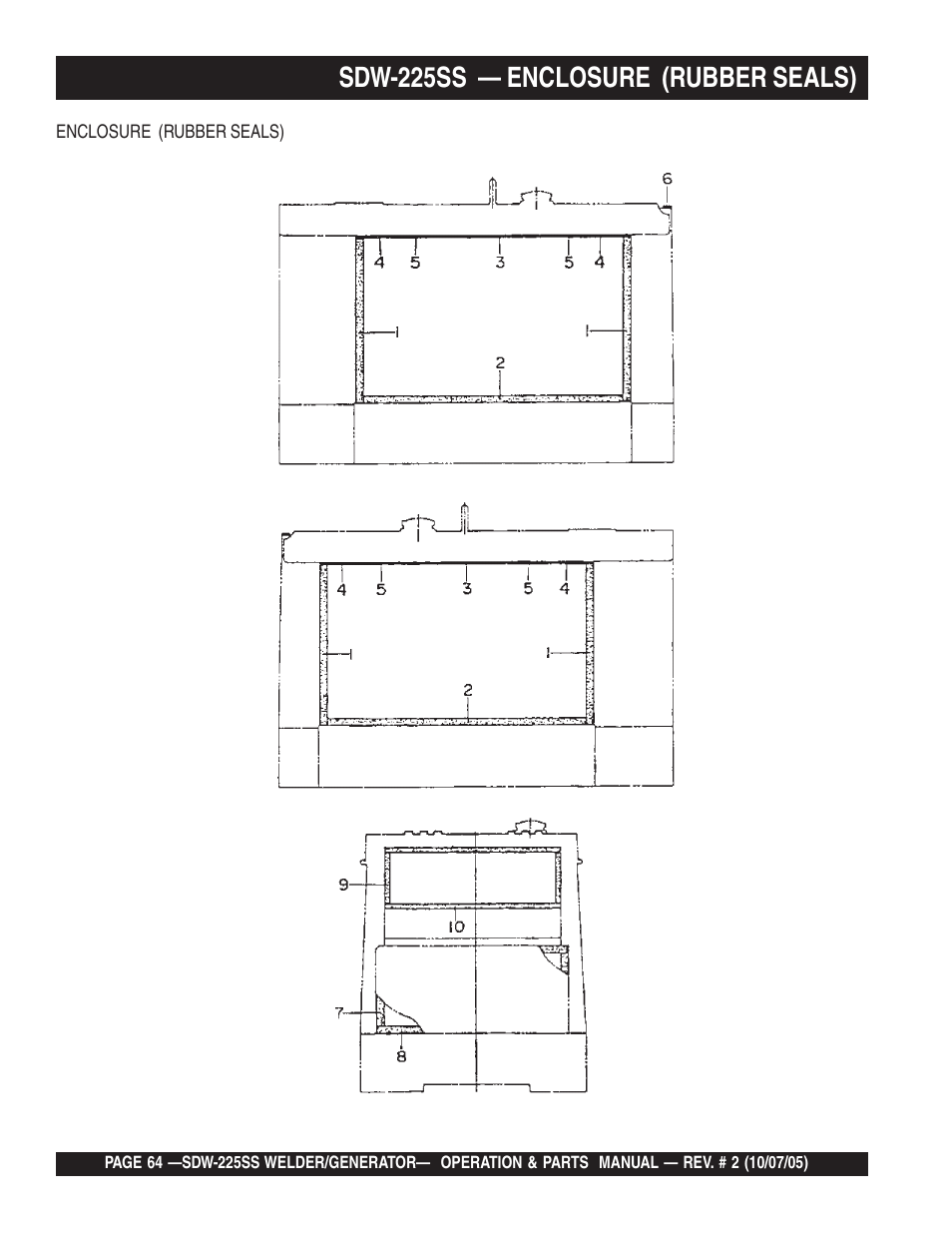 Sdw-225ss — enclosure (rubber seals) | Multiquip SDW225SS User Manual | Page 64 / 146