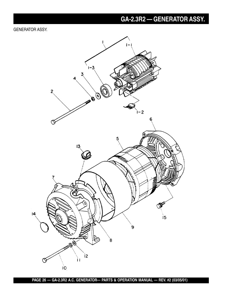 Ga-2.3r2 — generator assy | Multiquip GA-2.3R2 User Manual | Page 26 / 54