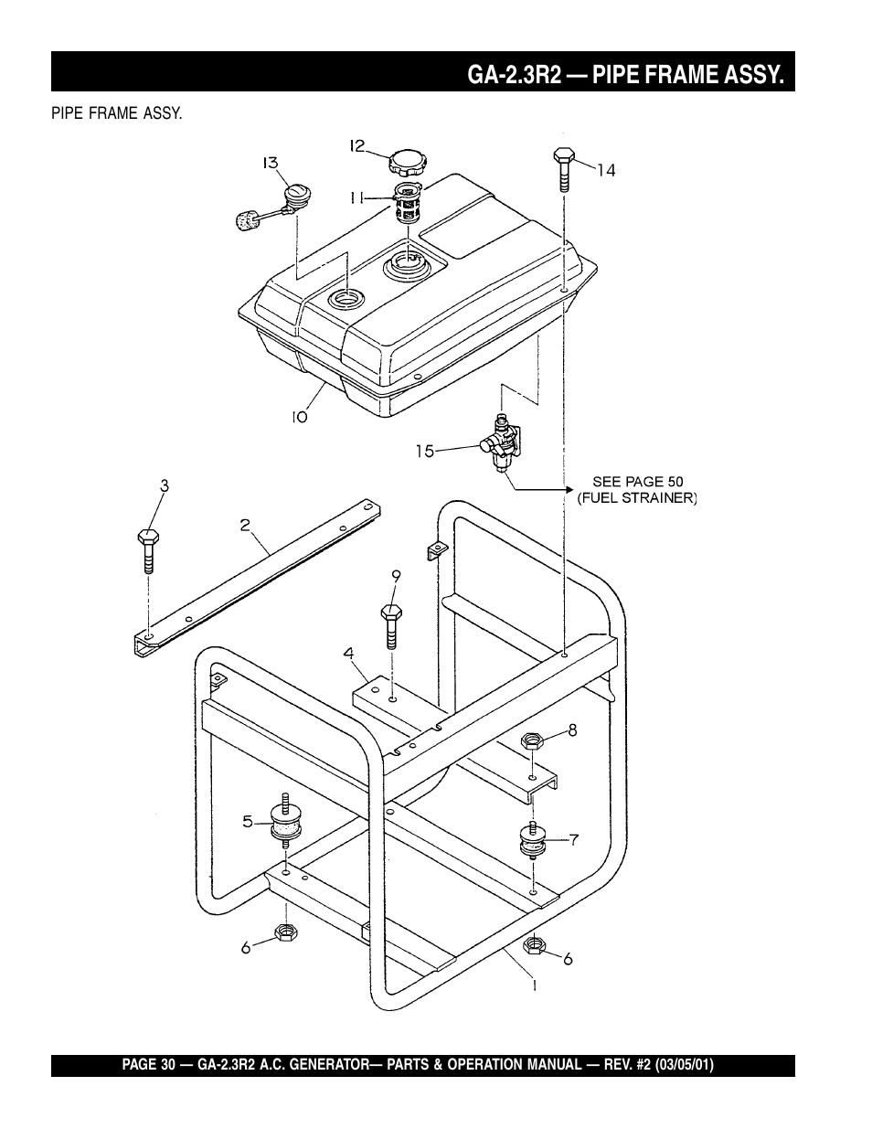 Ga-2.3r2 — pipe frame assy | Multiquip GA-2.3R2 User Manual | Page 30 / 54