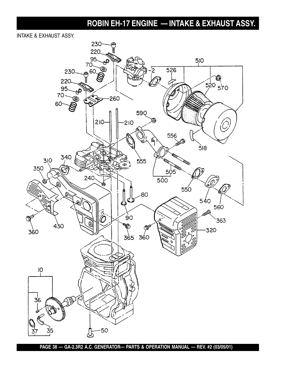 Robin eh-17 engine — intake & exhaust assy | Multiquip GA-2.3R2 User Manual | Page 38 / 54