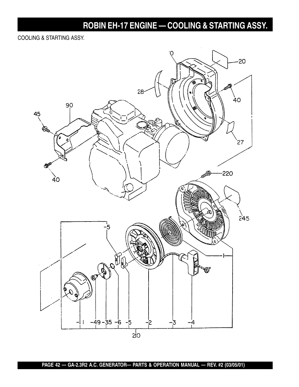 Robin eh-17 engine — cooling & starting assy | Multiquip GA-2.3R2 User Manual | Page 42 / 54