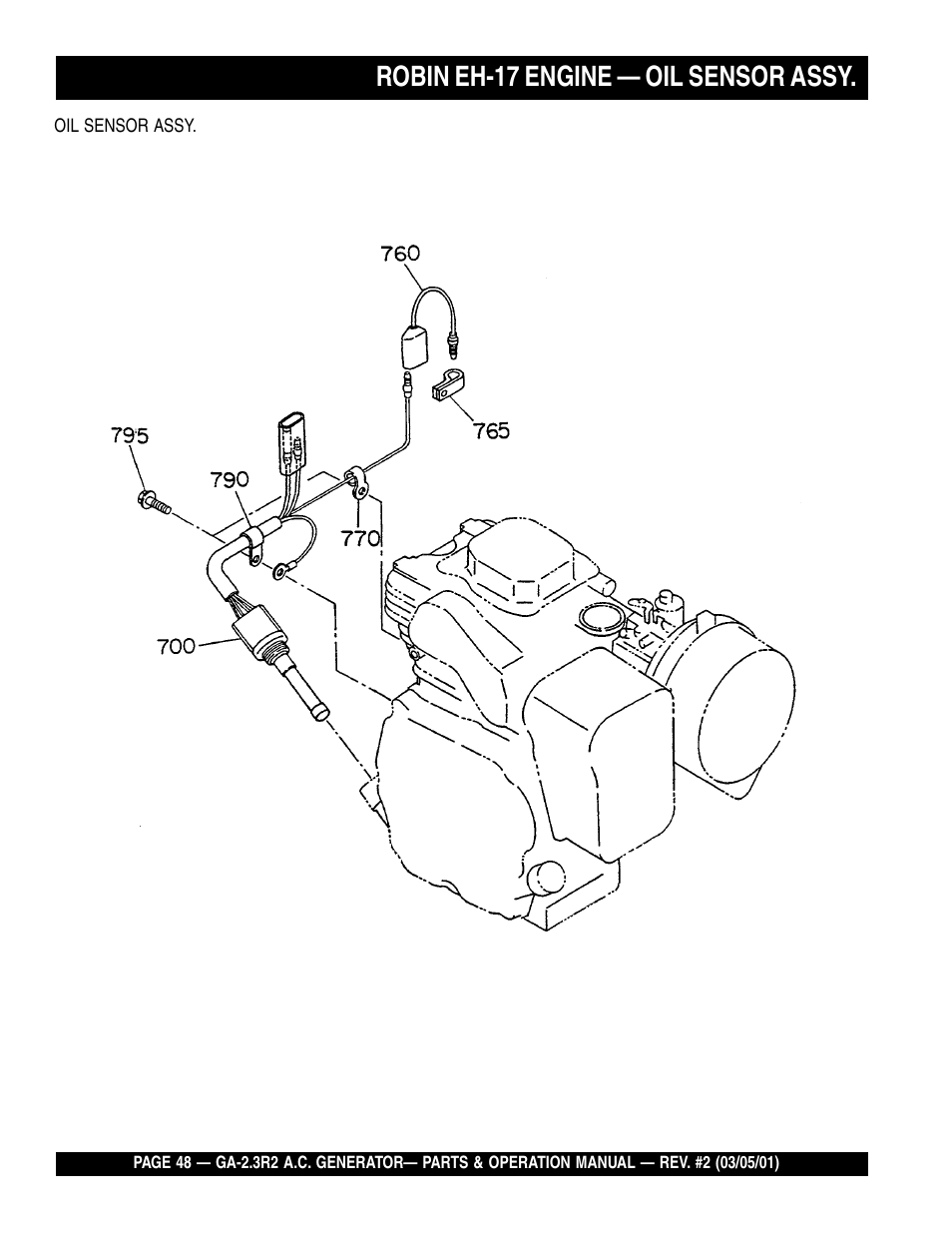Robin eh-17 engine — oil sensor assy | Multiquip GA-2.3R2 User Manual | Page 48 / 54