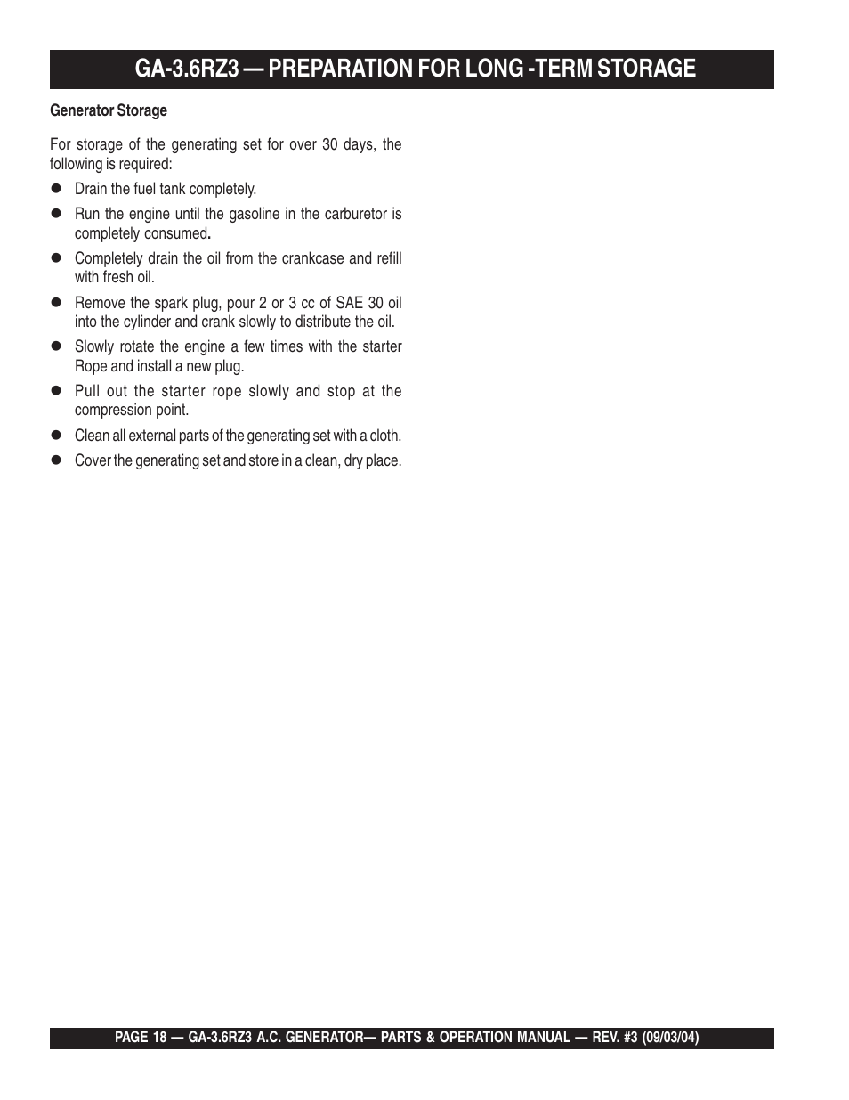 Ga-3.6rz3 — preparation for long -term storage | Multiquip GA-3.6RZ3 User Manual | Page 18 / 52