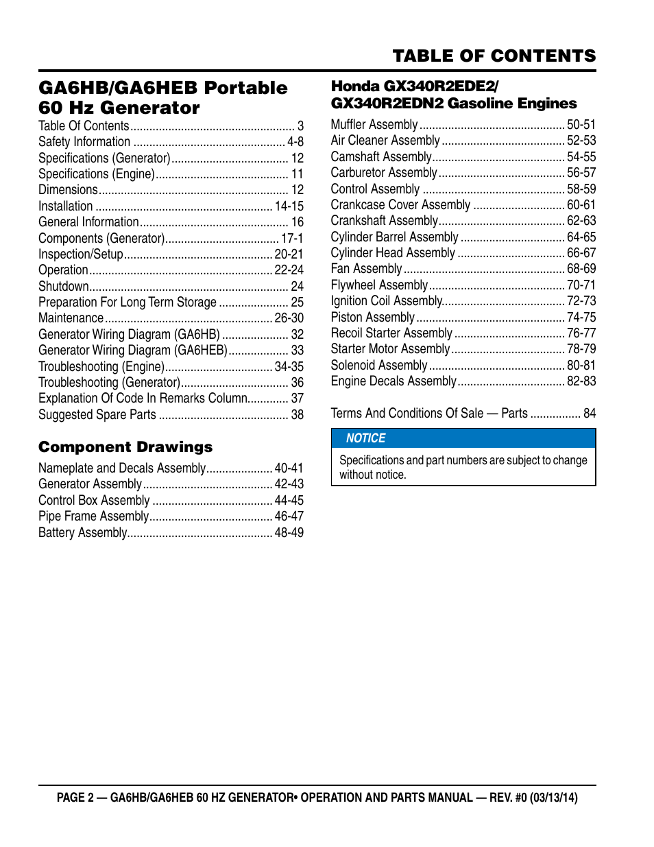 Multiquip GA-6HEB User Manual | Page 2 / 86