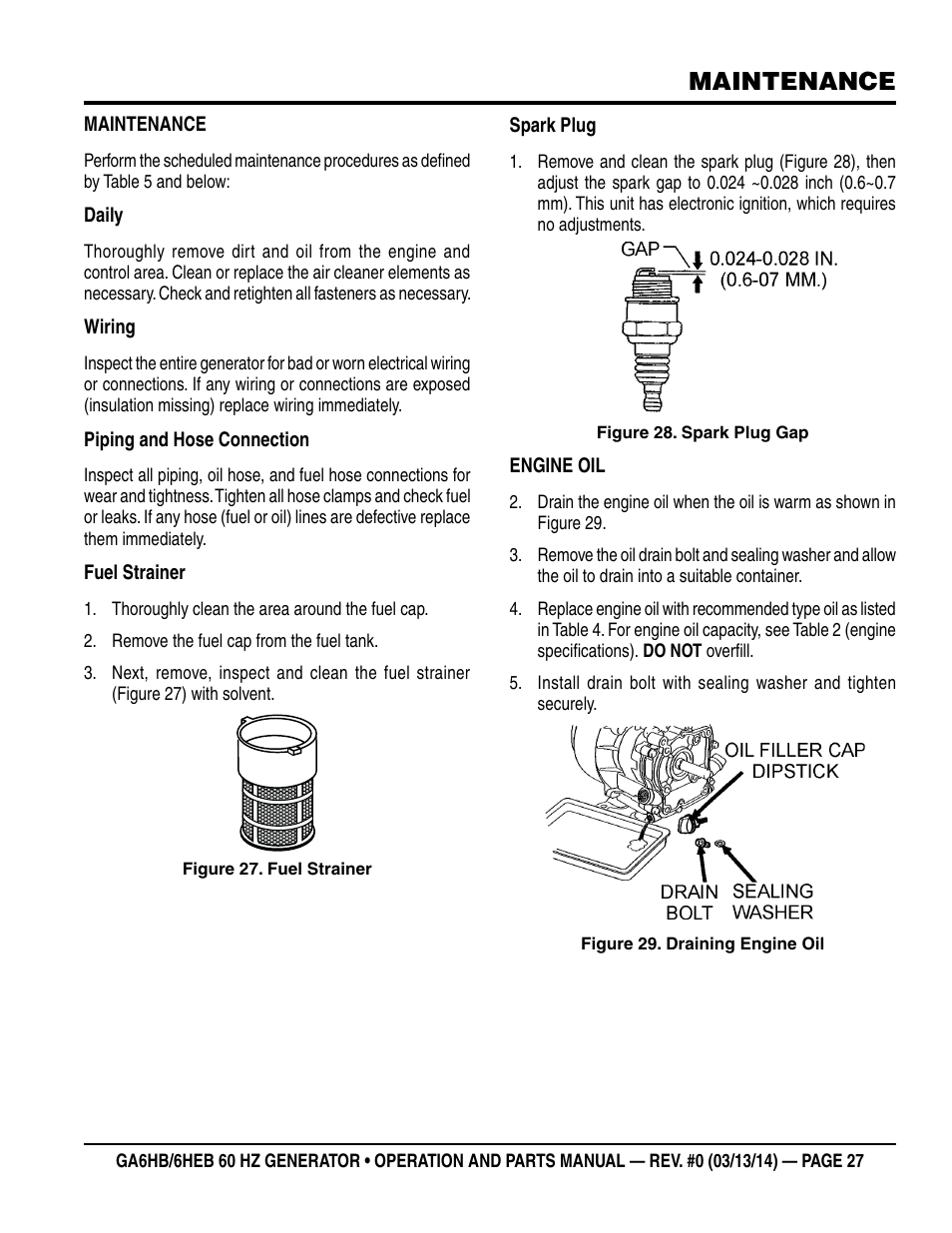 Maintenance | Multiquip GA-6HEB User Manual | Page 27 / 86