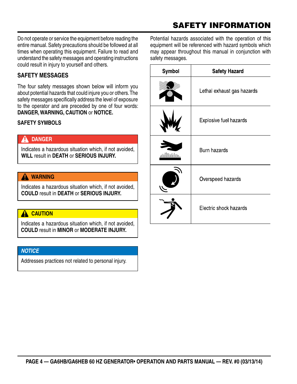 Safety information | Multiquip GA-6HEB User Manual | Page 4 / 86