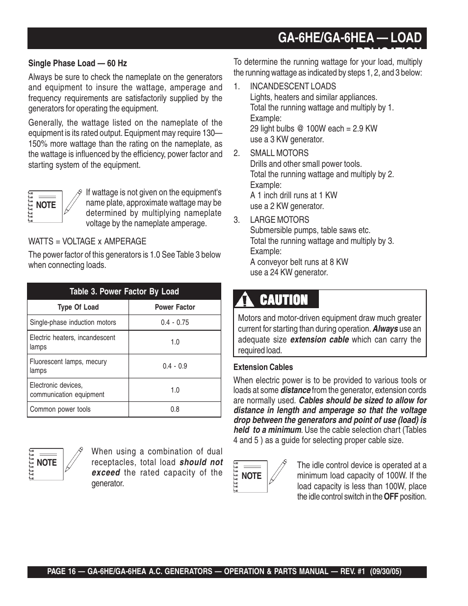 Ga-6he/ga-6hea — load application, Caution | Multiquip GA-6HEA User Manual | Page 16 / 86