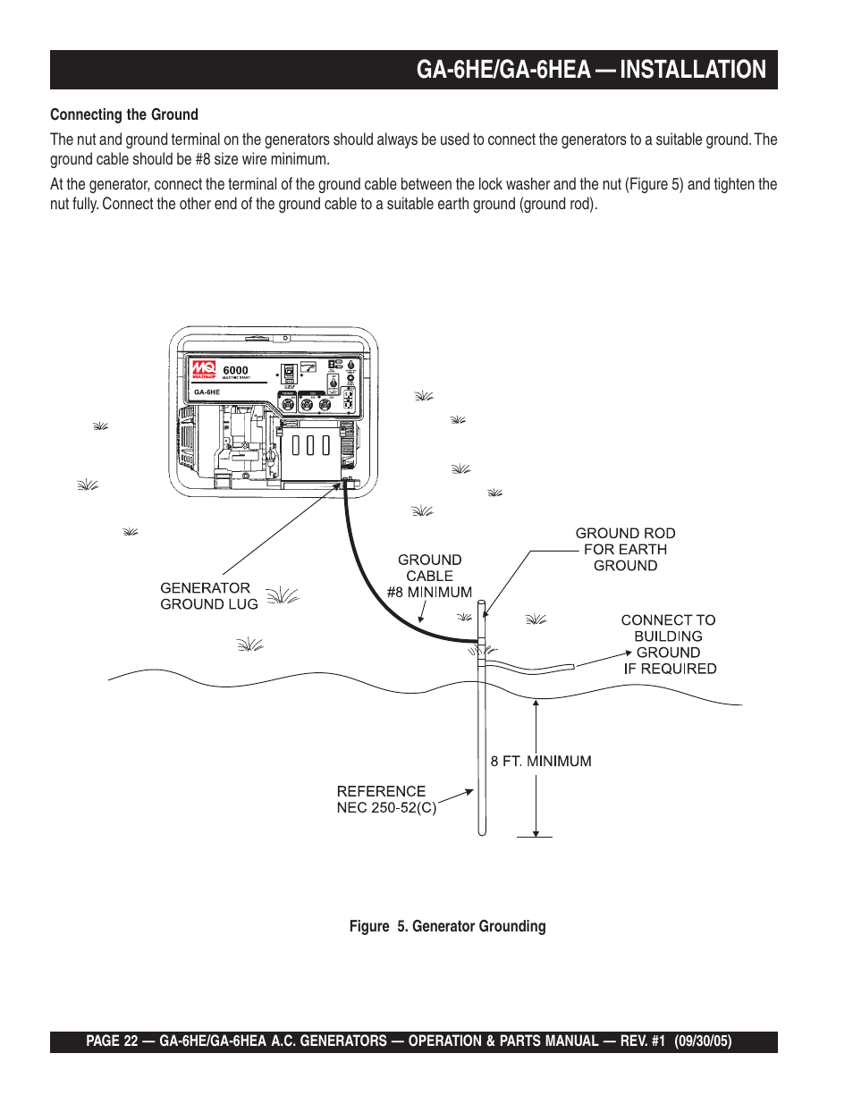 Ga-6he/ga-6hea — installation | Multiquip GA-6HEA User Manual | Page 22 / 86