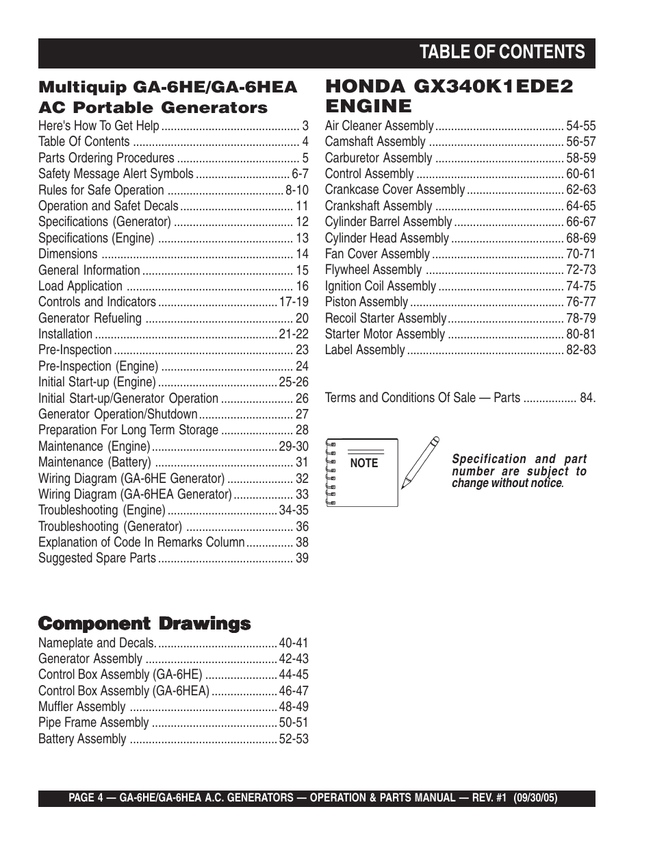 Multiquip GA-6HEA User Manual | Page 4 / 86