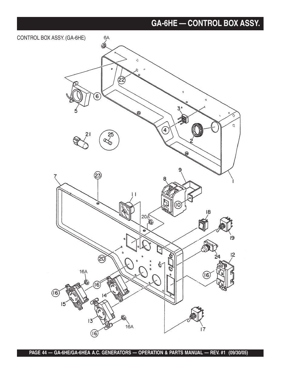 Ga-6he — control box assy | Multiquip GA-6HEA User Manual | Page 44 / 86