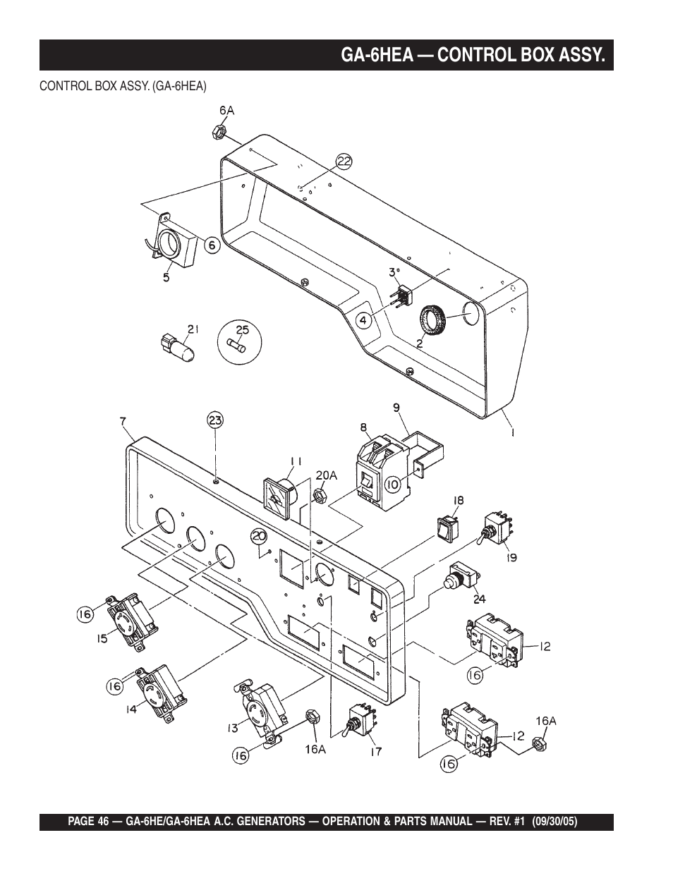 Ga-6hea — control box assy | Multiquip GA-6HEA User Manual | Page 46 / 86