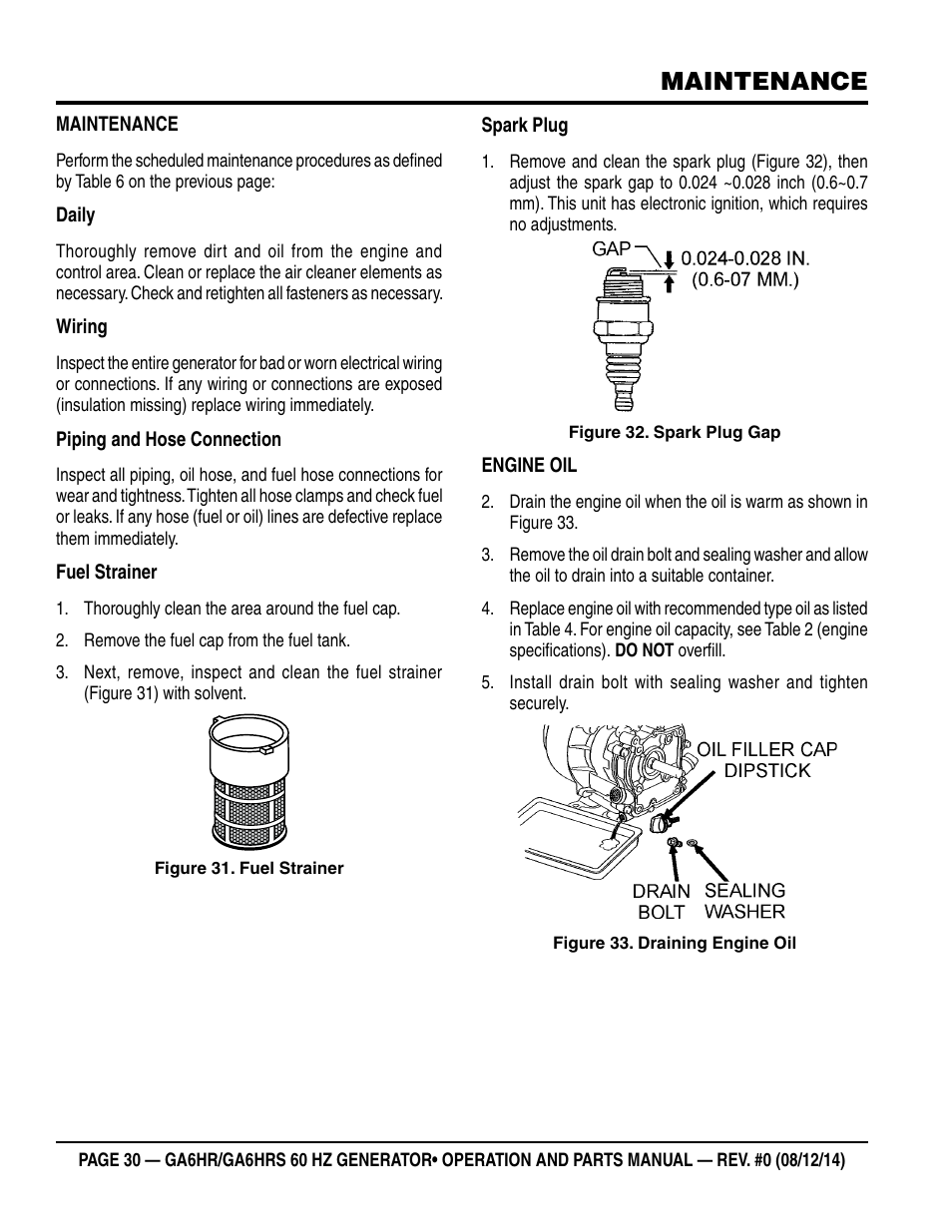 Maintenance | Multiquip GA-6HRS User Manual | Page 30 / 92