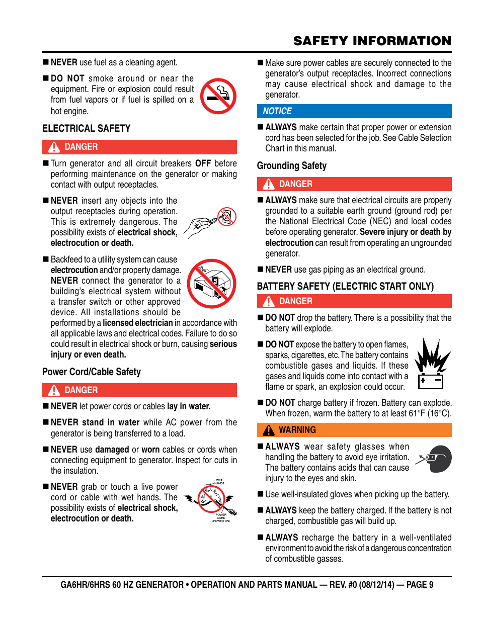 Safety information | Multiquip GA-6HRS User Manual | Page 9 / 92