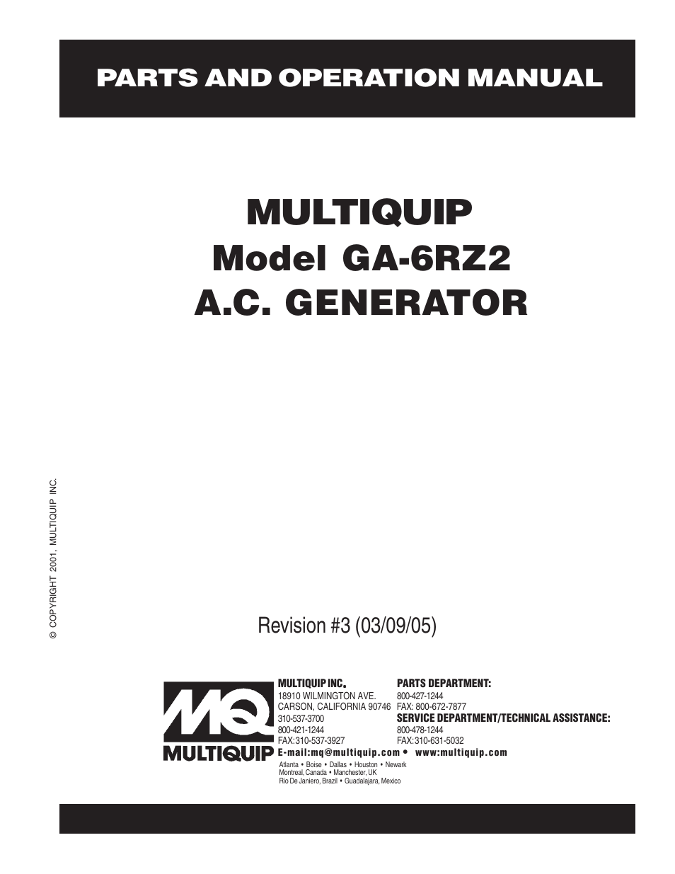 Multiquip GA-6RZ2 User Manual | 54 pages