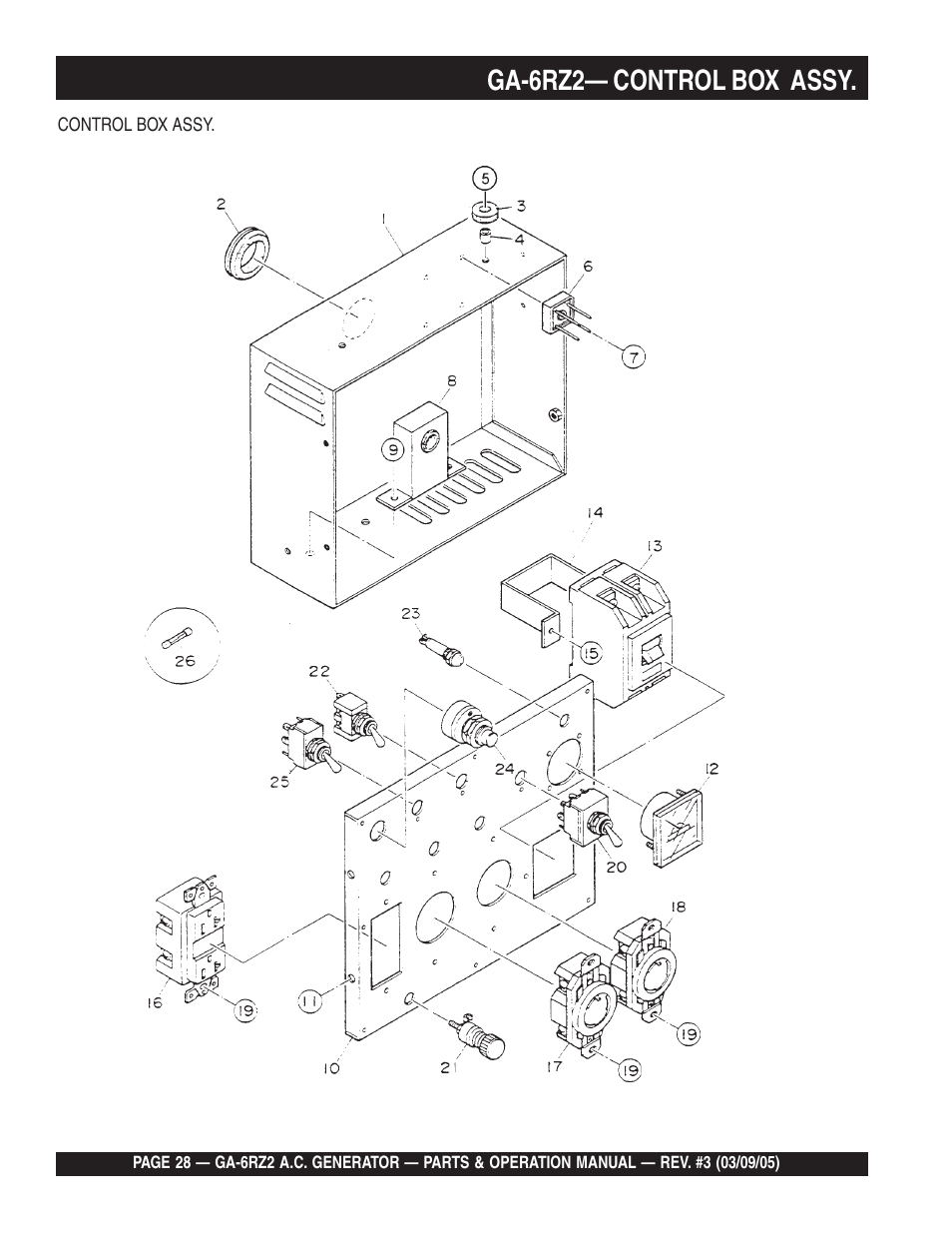 Ga-6rz2— control box assy | Multiquip GA-6RZ2 User Manual | Page 28 / 54