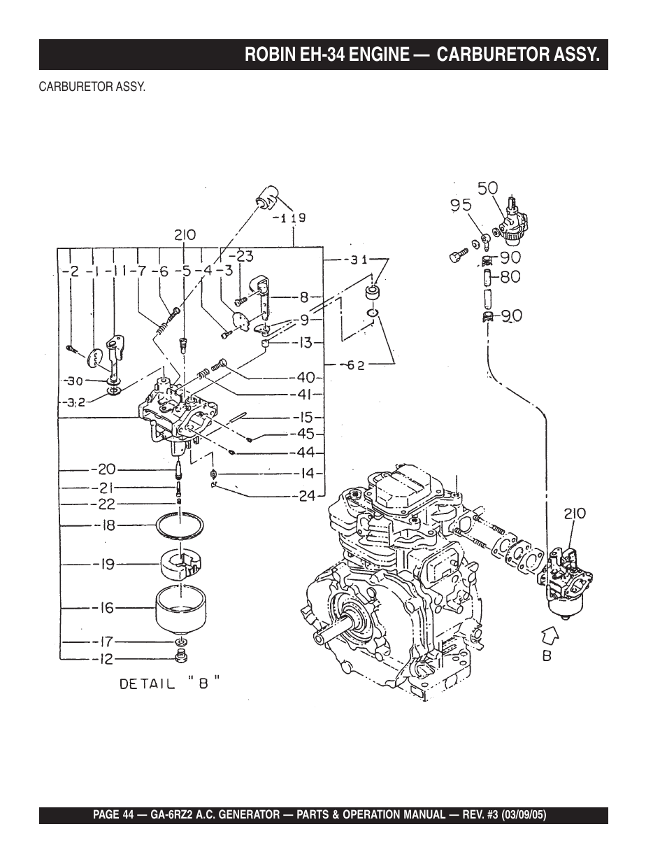 Robin eh-34 engine — carburetor assy | Multiquip GA-6RZ2 User Manual | Page 44 / 54