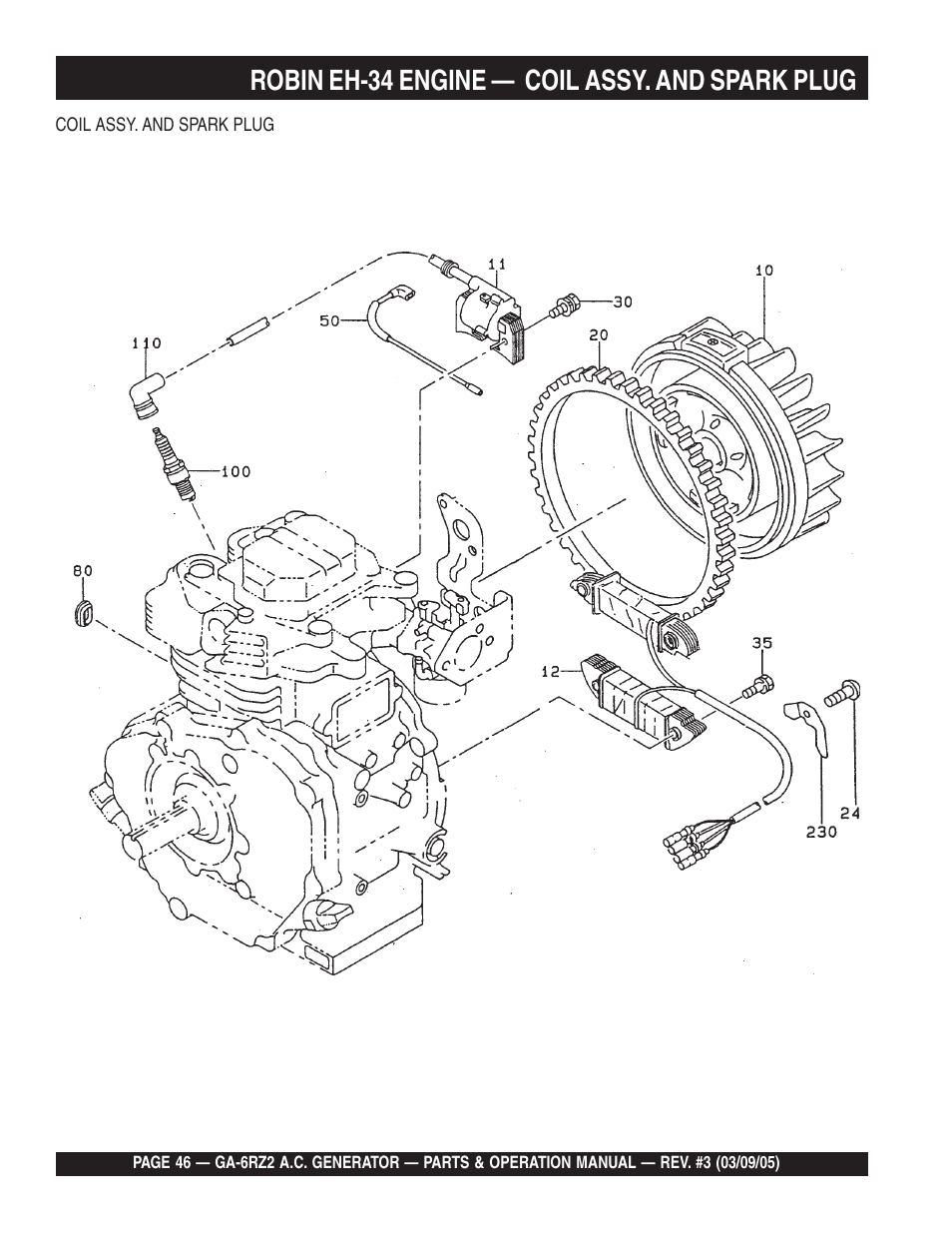 Robin eh-34 engine — coil assy. and spark plug | Multiquip GA-6RZ2 User Manual | Page 46 / 54