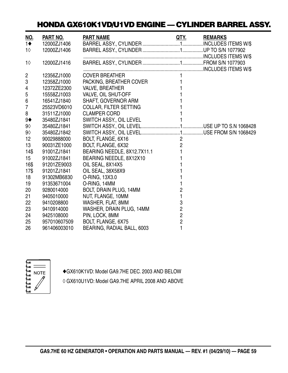 Multiquip GA-9.7HE User Manual | Page 59 / 88