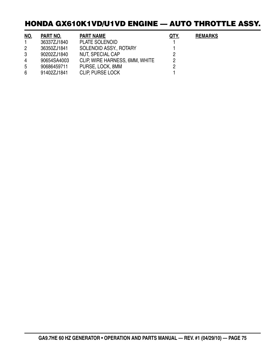 Multiquip GA-9.7HE User Manual | Page 75 / 88