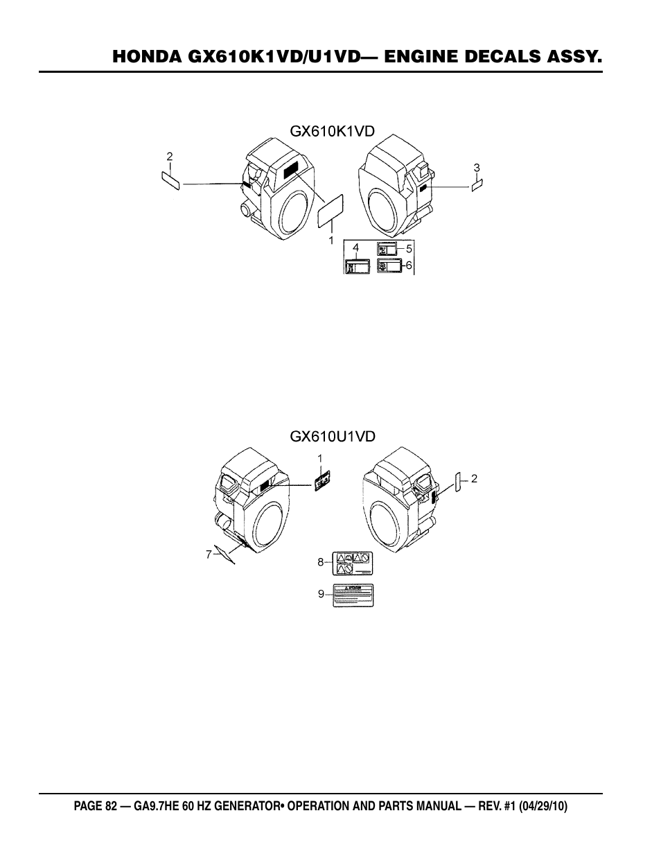 Multiquip GA-9.7HE User Manual | Page 82 / 88